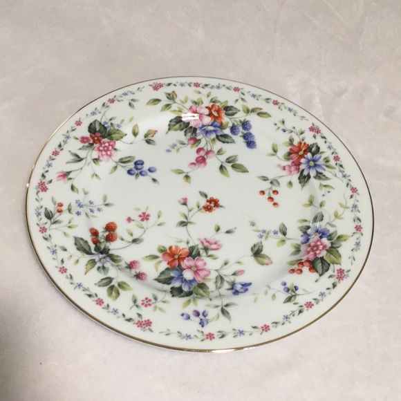 Andrea by Sadek porcelain floral cake plate trimmed in gold w/matching server - Picture 2 of 7